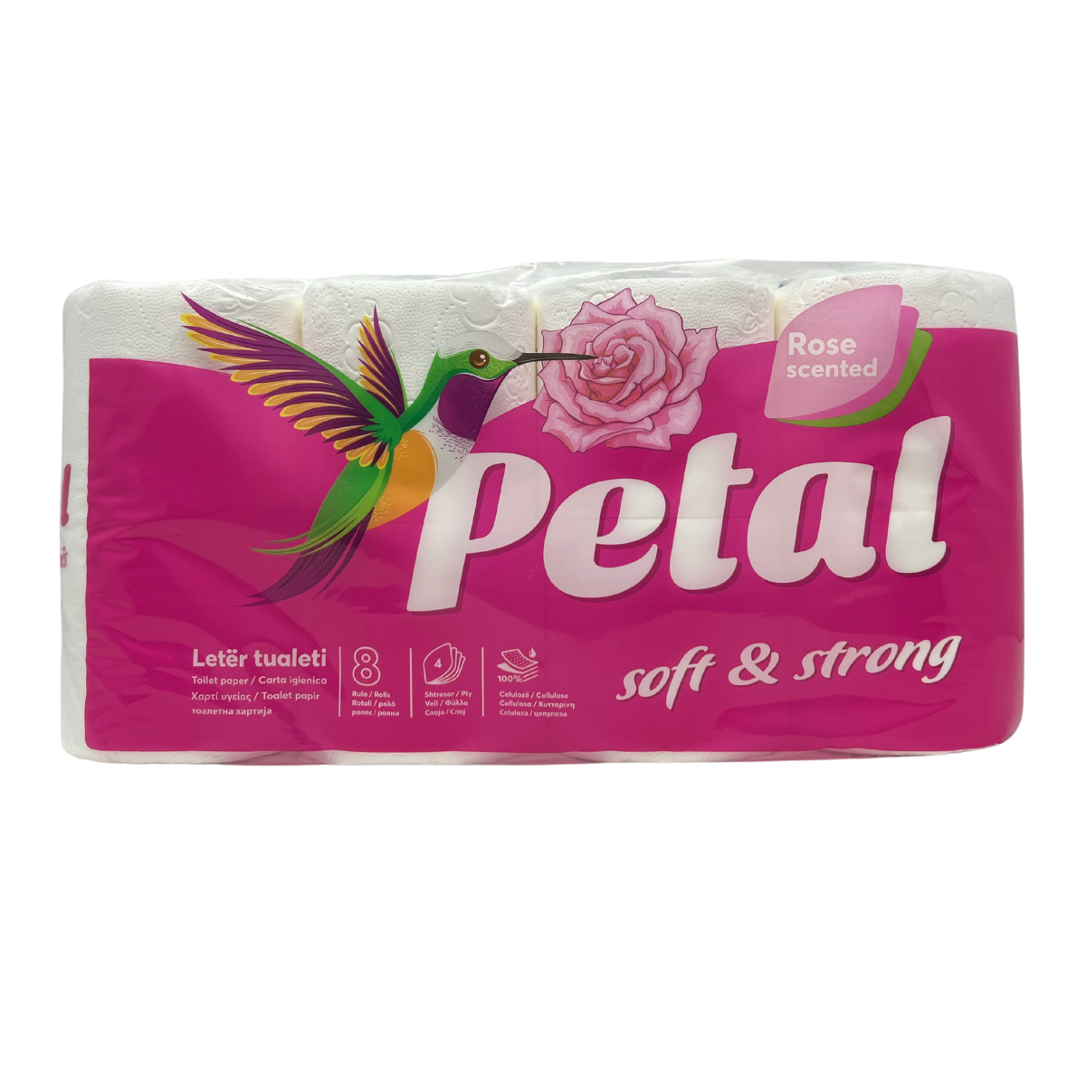 Petal Rose Scented Toilet Paper Rolls - 4 Ply Toilet Paper Rolls - 8 Rolls/Pack - 80 Rolls/Case