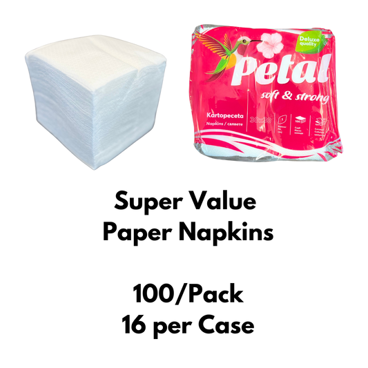 Petal Disposable Table Paper Napkins, 8" x 8", 100 per pack, 16 Pack per Case