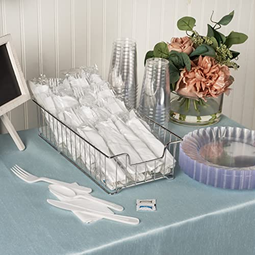 600 ct Pre Rolled Napkin with Plastic Silverware Sets  - Extra Heavy Duty Knife Fork Spoon Napkin Sets - Individually Wrapped Packets