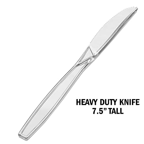 600 ct Pre Rolled Napkin with Plastic Silverware Sets  - Extra Heavy Duty Knife Fork Spoon Napkin Sets - Individually Wrapped Packets